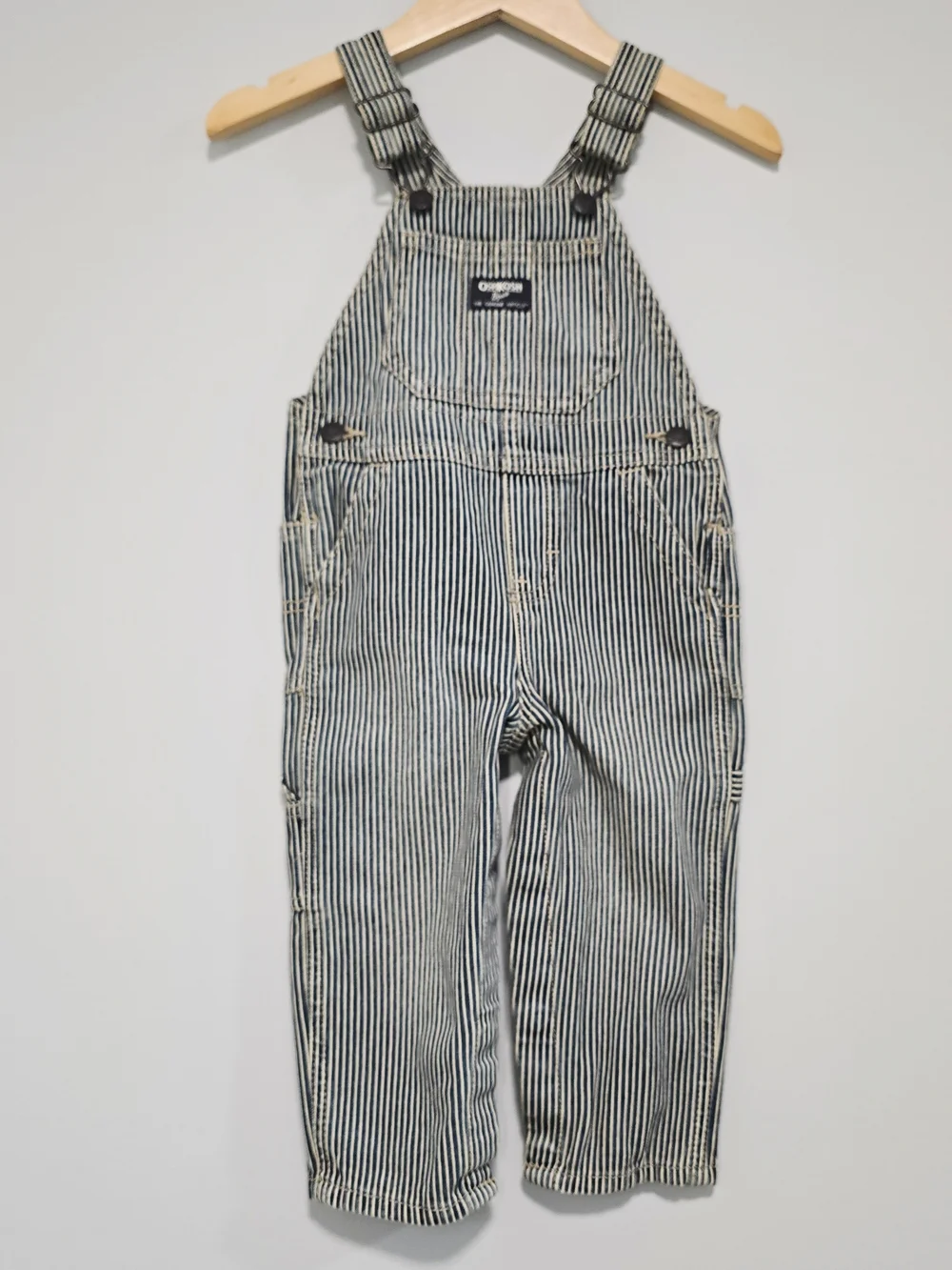 OshKosh B'gosh Striped Kids Overalls - Navy & White